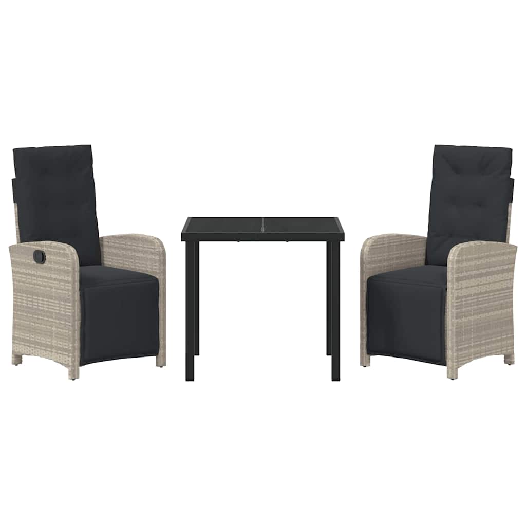 Set da Pranzo per Giardino 3 pcs Grigio chiaro polyrattan - homemem39