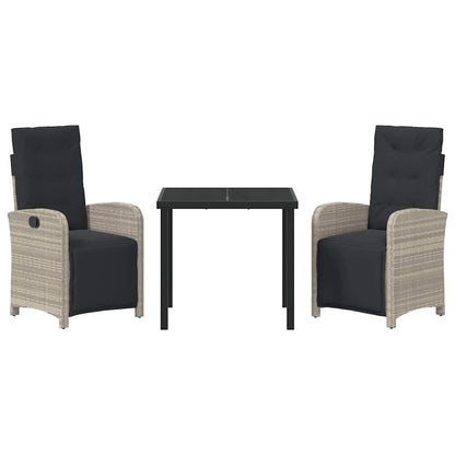 Set da Pranzo per Giardino 3 pcs Grigio chiaro polyrattan - homemem39