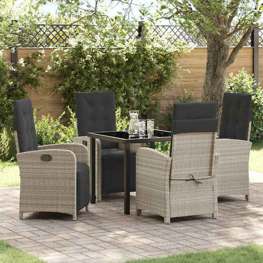 Set da Pranzo per Giardino 5 pcs Grigio chiaro polyrattan - homemem39