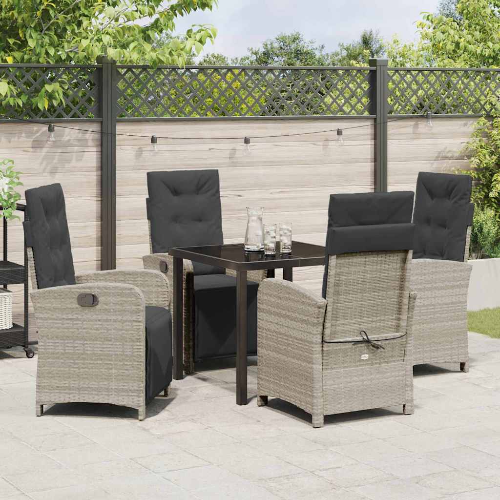 Set da Pranzo per Giardino 5 pcs Grigio chiaro polyrattan - homemem39