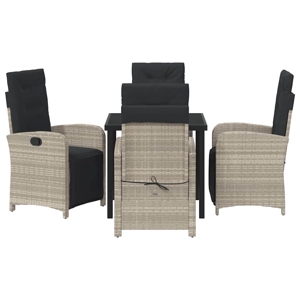 Set da Pranzo per Giardino 5 pcs Grigio chiaro polyrattan | homemem39
