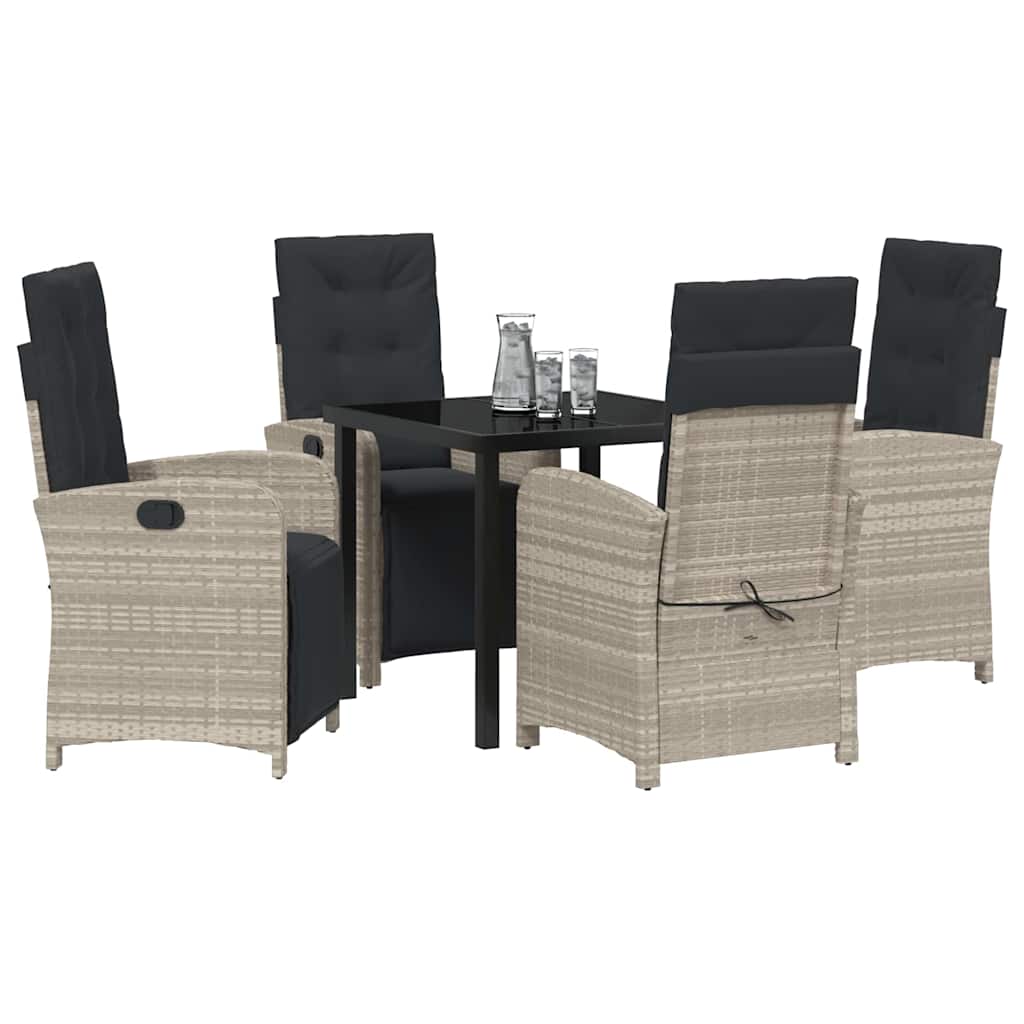 Set da Pranzo per Giardino 5 pcs Grigio chiaro polyrattan - homemem39