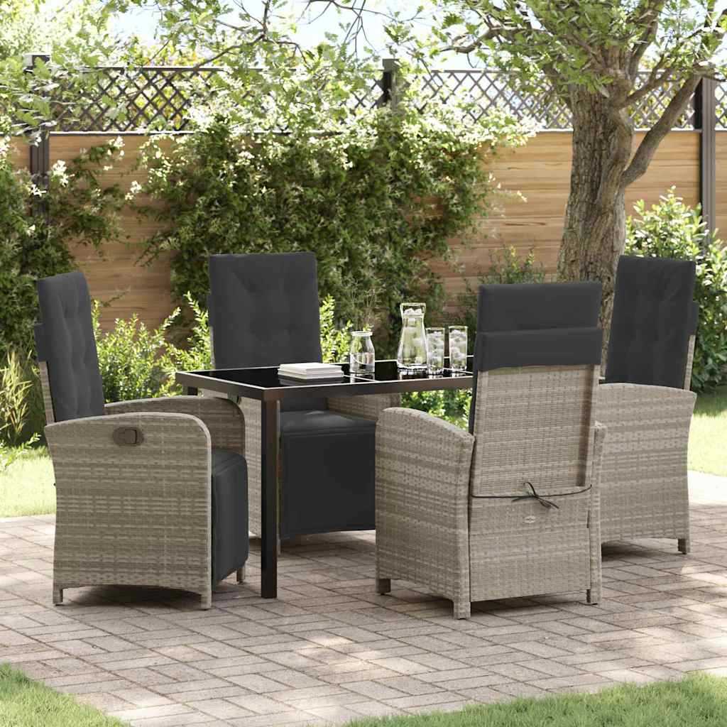 Set da Pranzo per Giardino 5 pcs Grigio chiaro polyrattan - homemem39