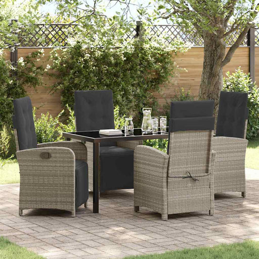 Set da Pranzo per Giardino 5 pcs Grigio chiaro polyrattan - homemem39