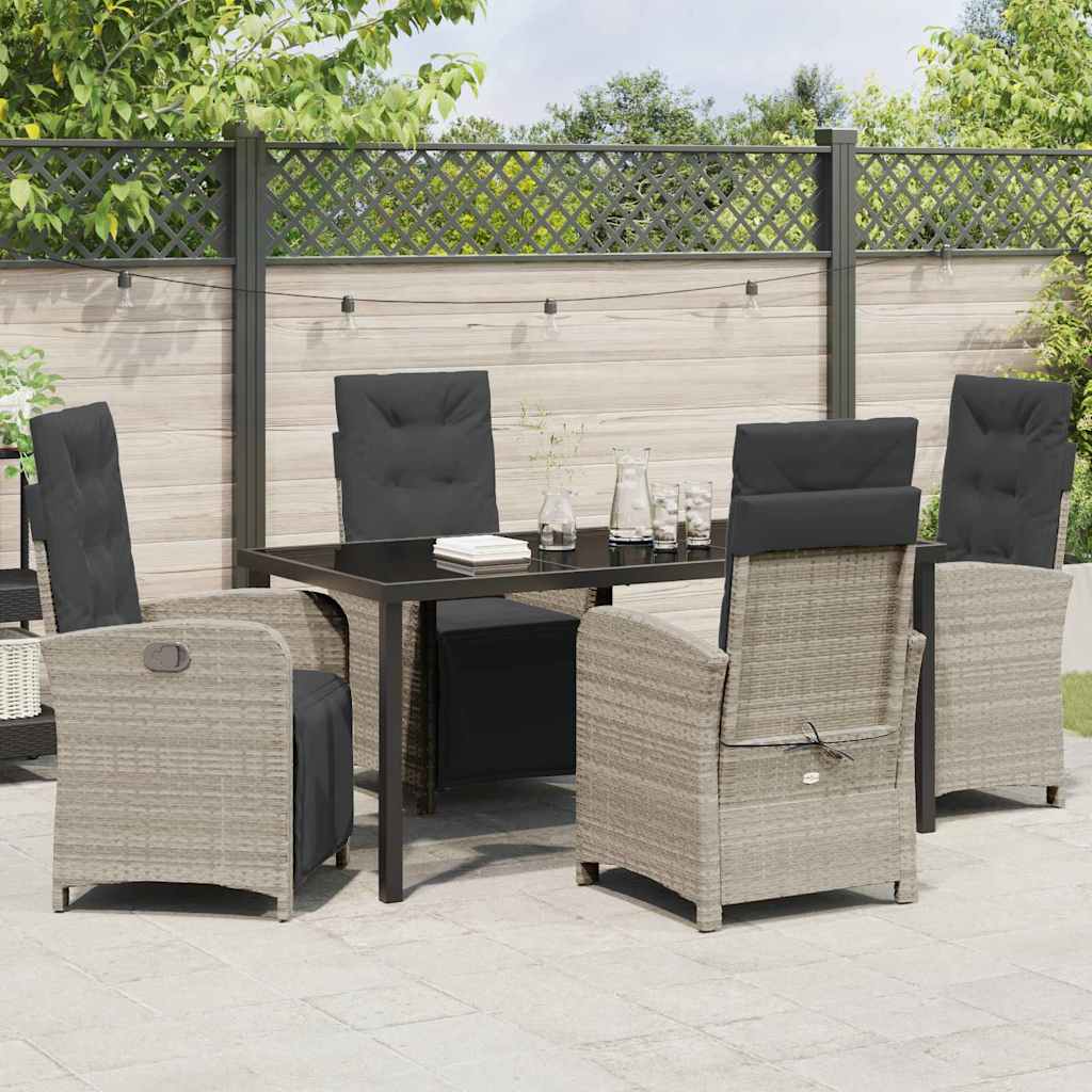 Set da Pranzo per Giardino 5 pcs Grigio chiaro polyrattan - homemem39