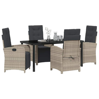 Set da Pranzo per Giardino 5 pcs Grigio chiaro polyrattan - homemem39
