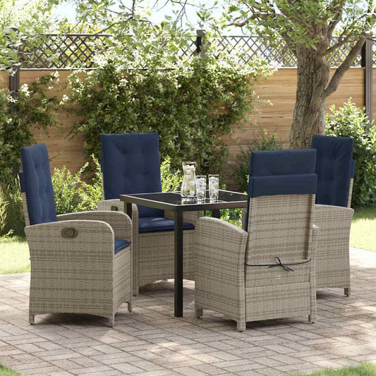 Set da Pranzo per Giardino 5 pcs Grigio polyrattan - homemem39