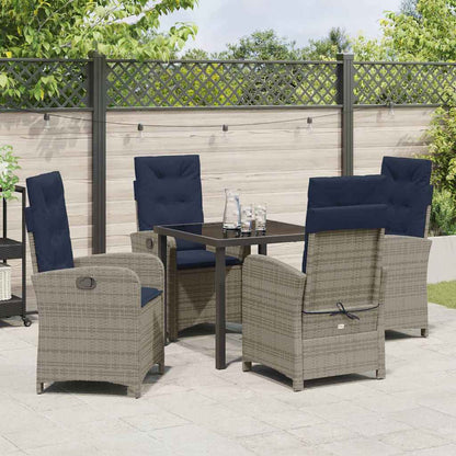 Set da Pranzo per Giardino 5 pcs Grigio polyrattan - homemem39