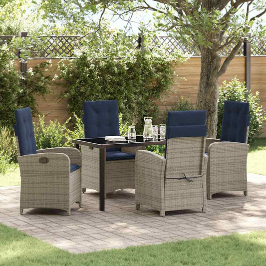 Set da Pranzo per Giardino 5 pcs Grigio polyrattan - homemem39