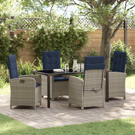 Set da Pranzo per Giardino 5 pcs Grigio polyrattan - homemem39