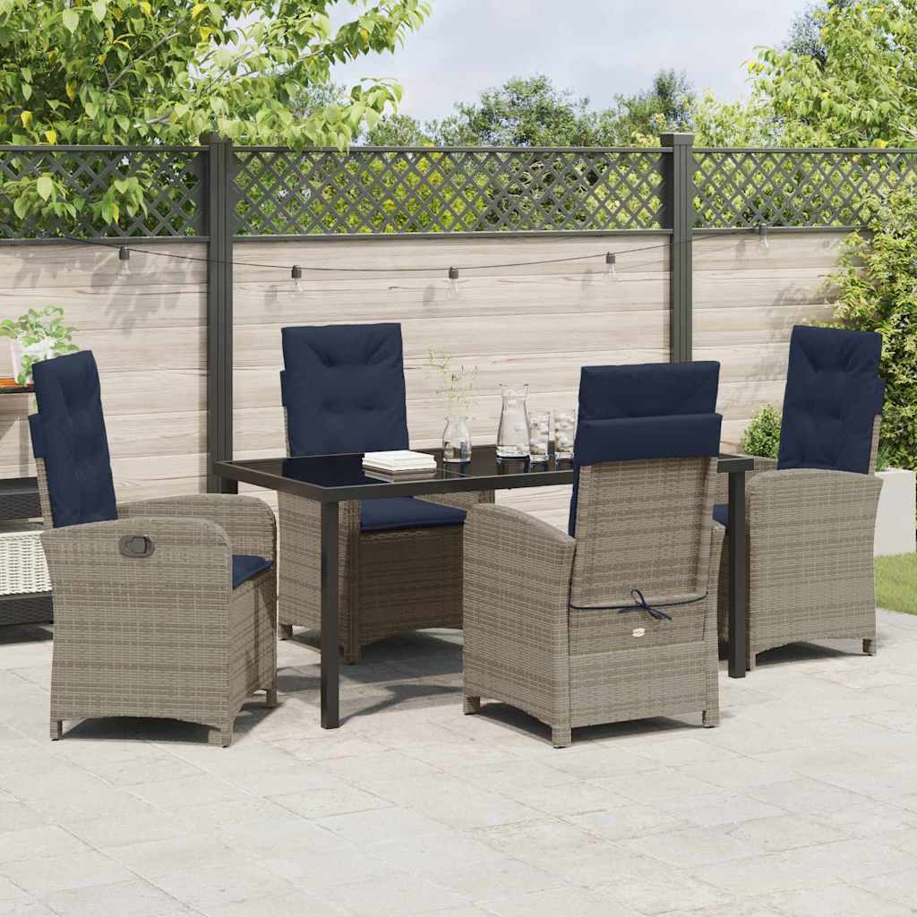 Set da Pranzo per Giardino 5 pcs Grigio polyrattan - homemem39