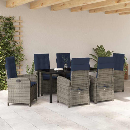 Set da Pranzo per Giardino 7 pcs Grigio polyrattan - homemem39
