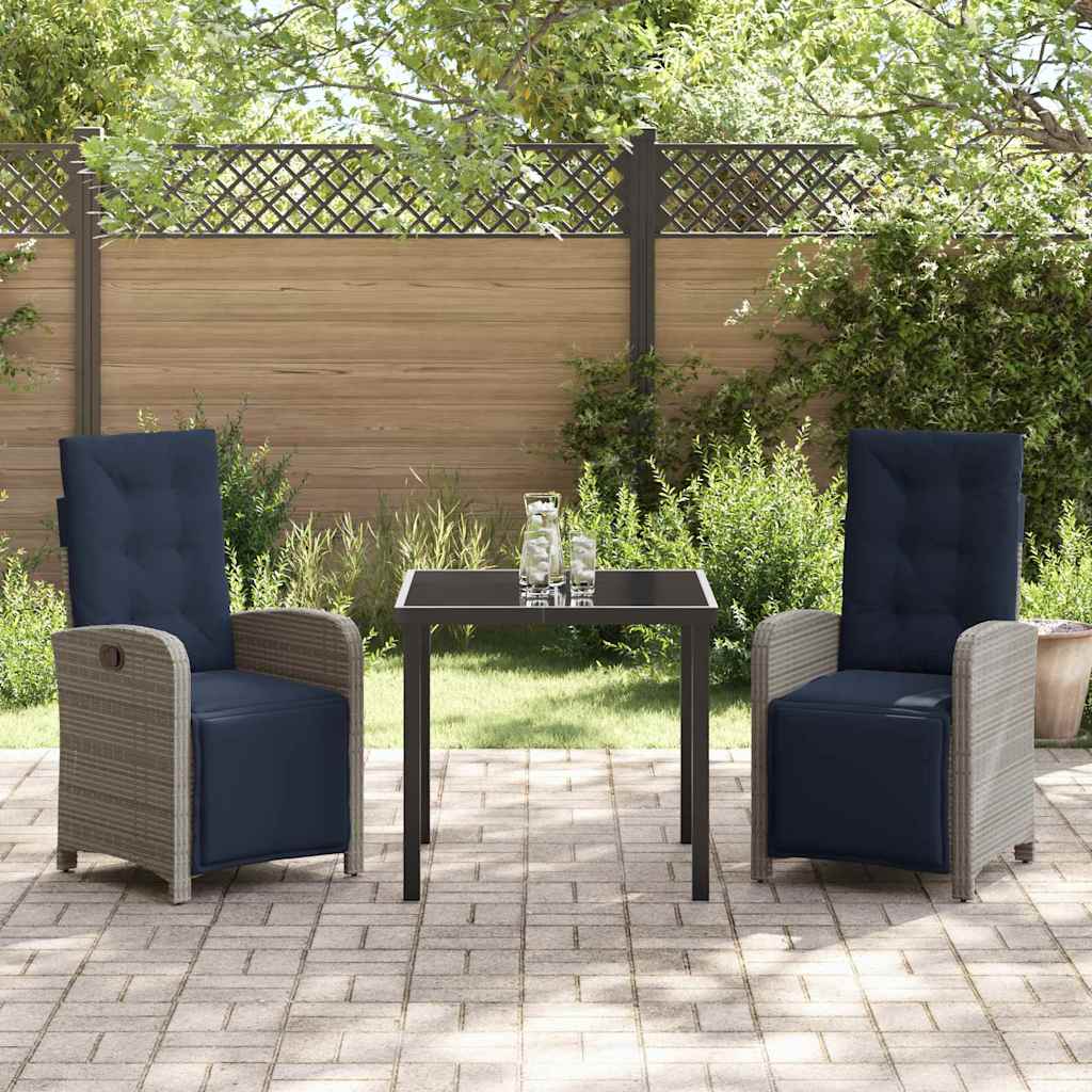 Set da Pranzo per Giardino 3 pcs Grigio polyrattan - homemem39