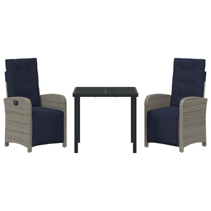 Set da Pranzo per Giardino 3 pcs Grigio polyrattan - homemem39