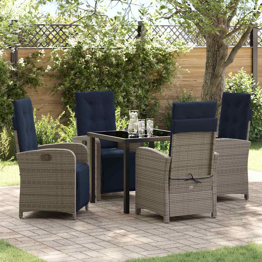 Set da Pranzo per Giardino 5 pcs Grigio polyrattan - homemem39