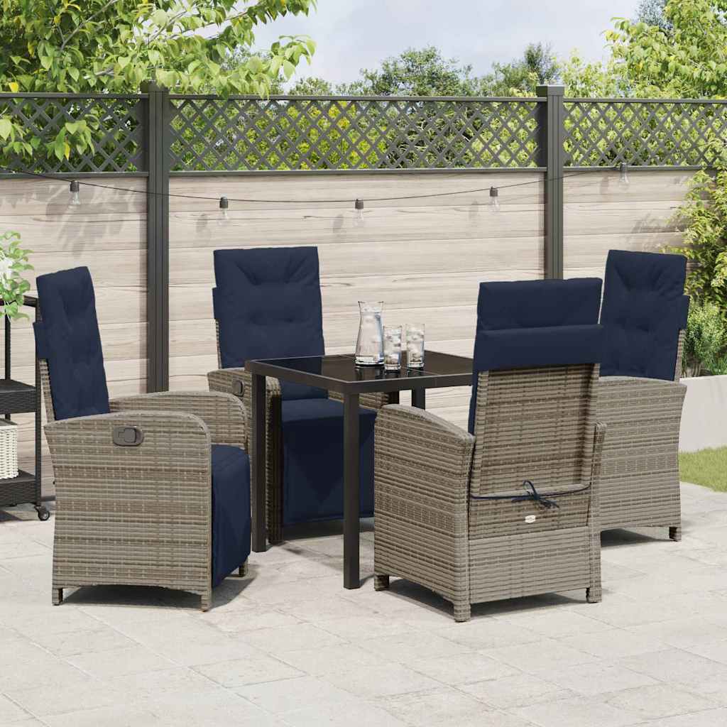 Set da Pranzo per Giardino 5 pcs Grigio polyrattan - homemem39
