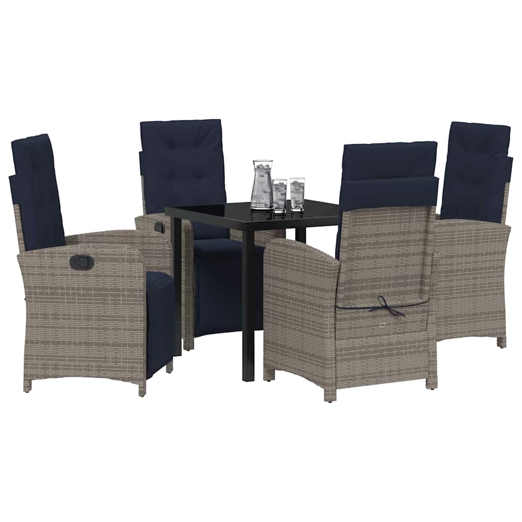 Set da Pranzo per Giardino 5 pcs Grigio polyrattan - homemem39