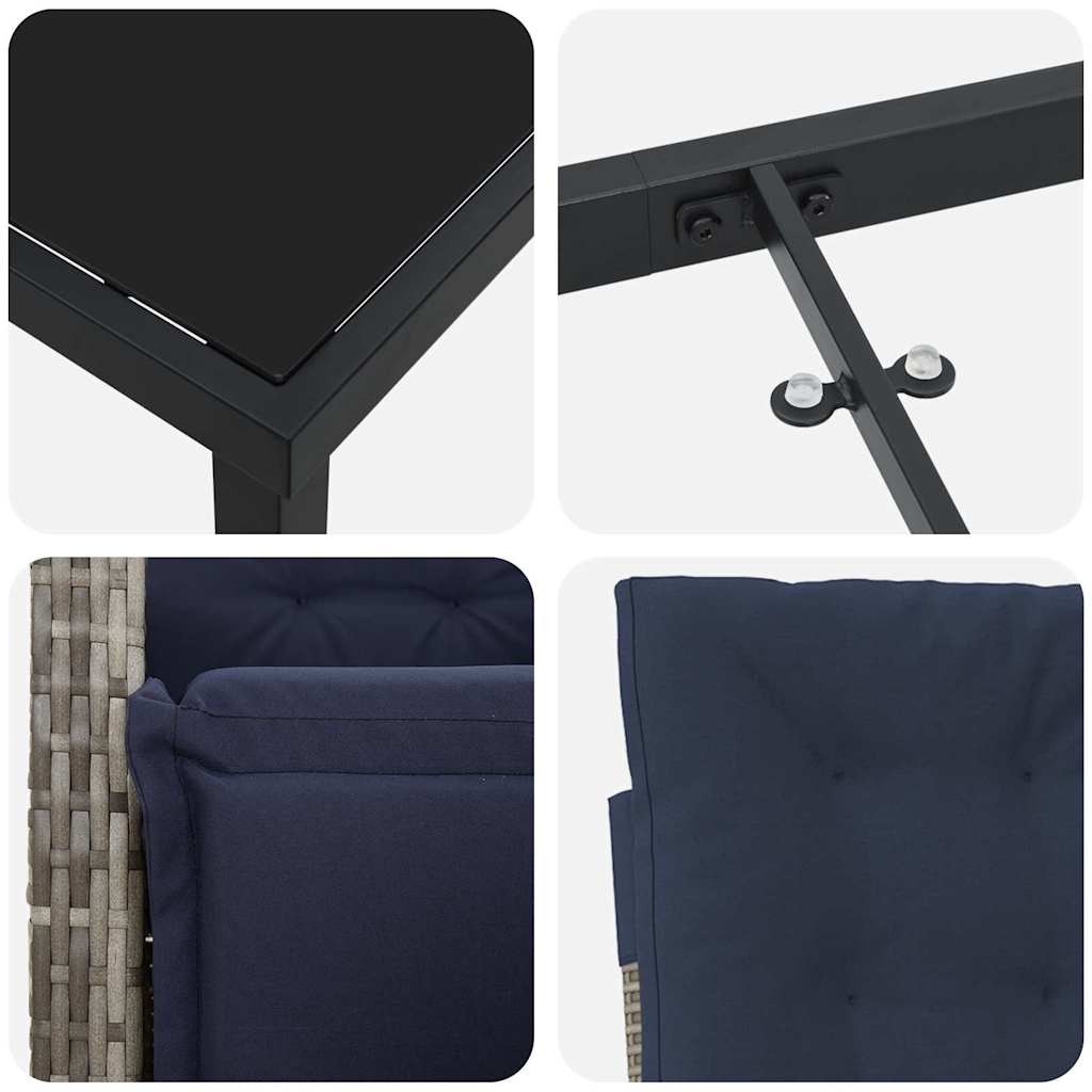 Set da Pranzo per Giardino 5 pcs Grigio polyrattan - homemem39