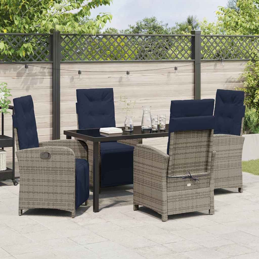Set da Pranzo per Giardino 5 pcs Grigio polyrattan - homemem39