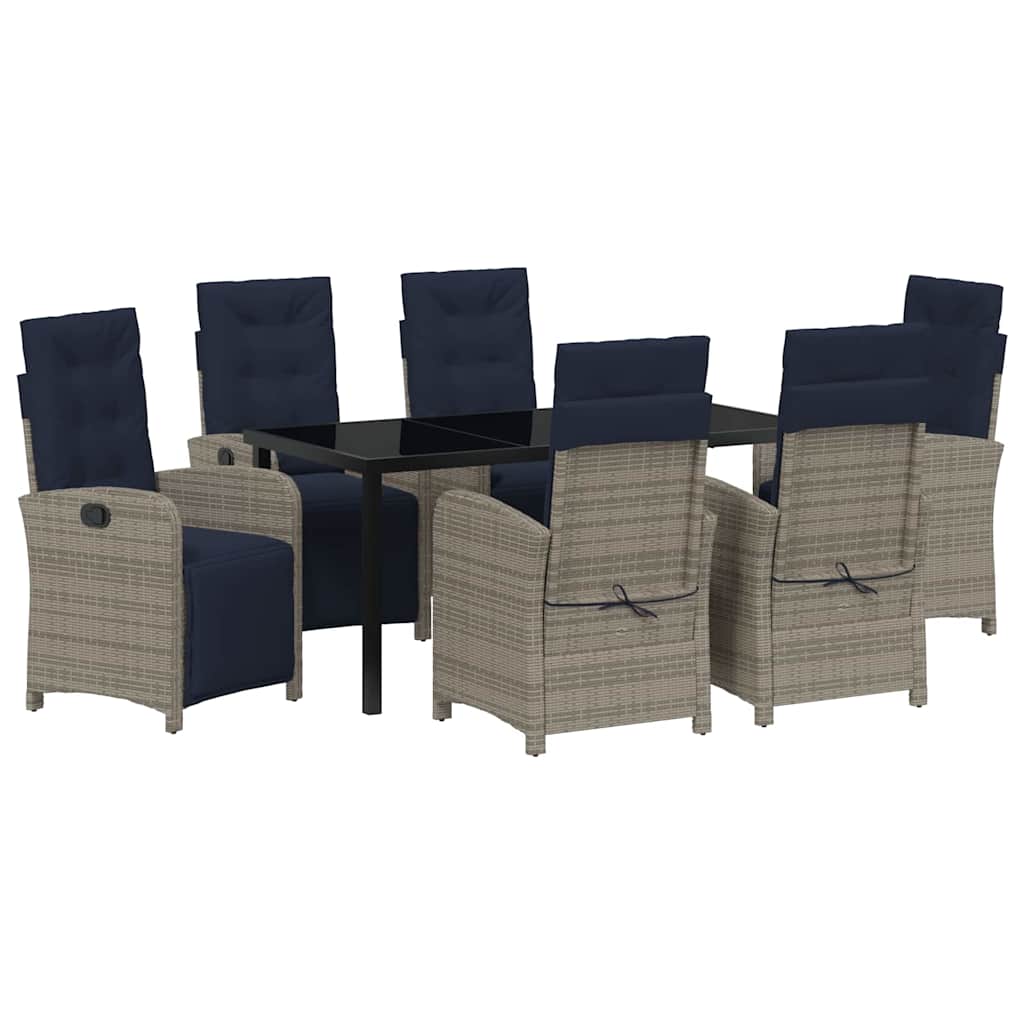 Set da Pranzo per Giardino 7 pcs Grigio polyrattan - homemem39