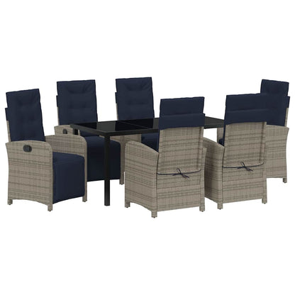 Set da Pranzo per Giardino 7 pcs Grigio polyrattan - homemem39