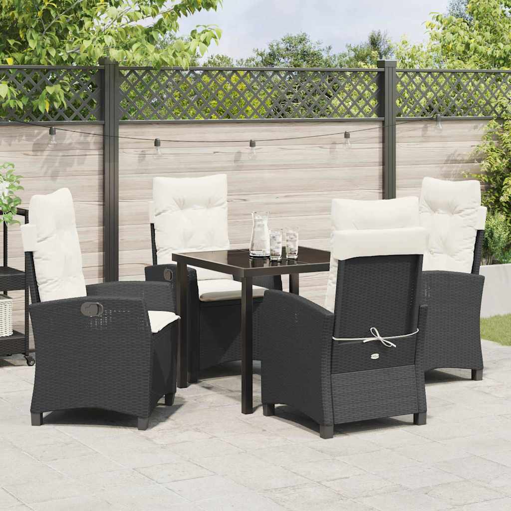 Set da Pranzo per Giardino 5 pcs Nero polyrattan - homemem39