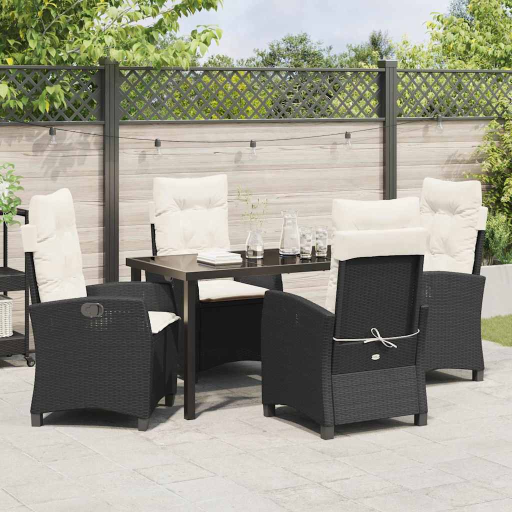 Set da Pranzo per Giardino 5 pcs Nero polyrattan - homemem39