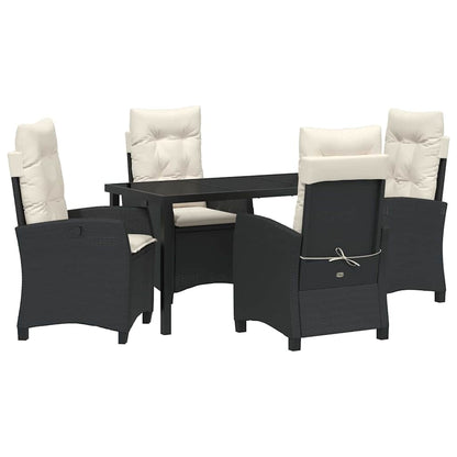 Set da Pranzo per Giardino 5 pcs Nero polyrattan - homemem39
