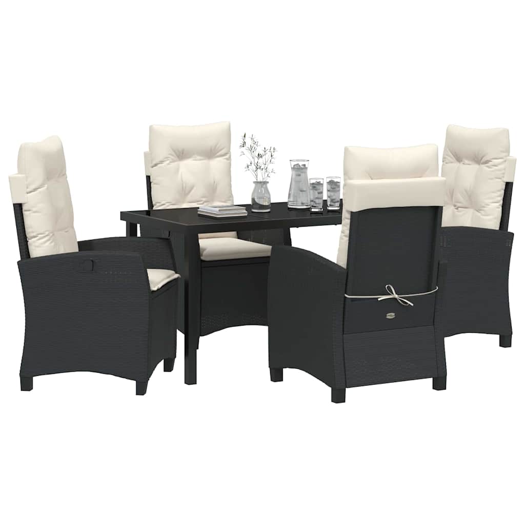 Set da Pranzo per Giardino 5 pcs Nero polyrattan - homemem39