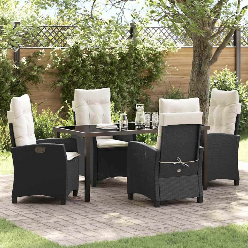 Set da Pranzo per Giardino 5 pcs Nero polyrattan - homemem39