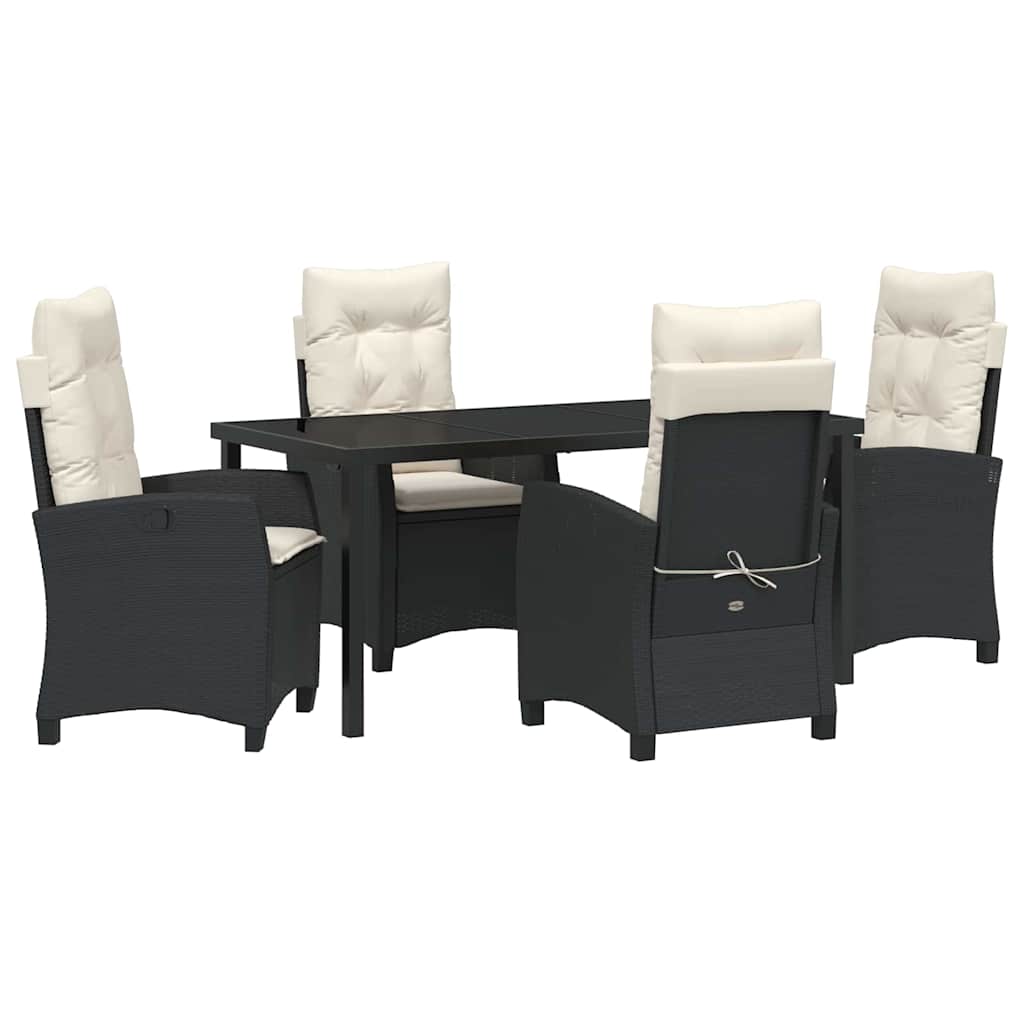 Set da Pranzo per Giardino 5 pcs Nero polyrattan - homemem39
