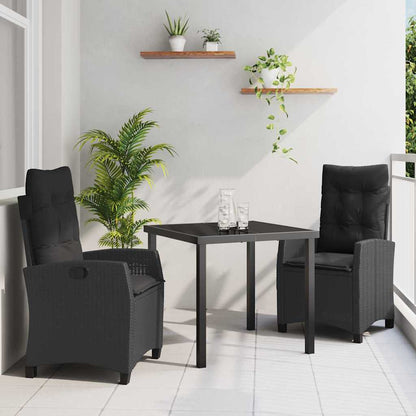 Set da Pranzo per Giardino 3 pcs Nero polyrattan - homemem39