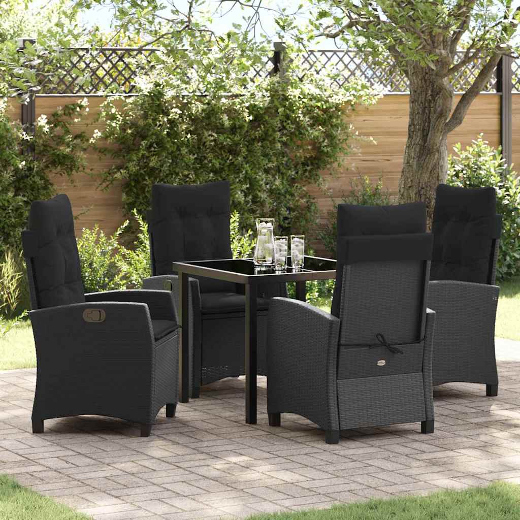 Set da Pranzo per Giardino 5 pcs Nero polyrattan - homemem39