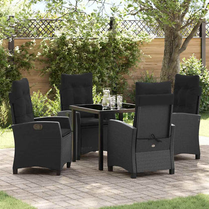 Set da Pranzo per Giardino 5 pcs Nero polyrattan - homemem39
