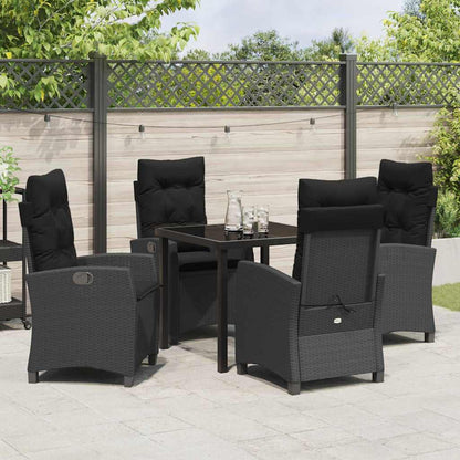 Set da Pranzo per Giardino 5 pcs Nero polyrattan - homemem39