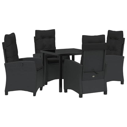 Set da Pranzo per Giardino 5 pcs Nero polyrattan - homemem39