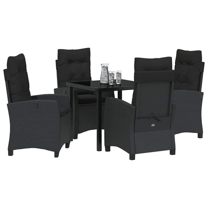 Set da Pranzo per Giardino 5 pcs Nero polyrattan - homemem39