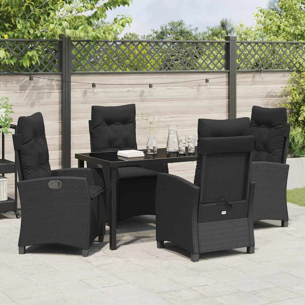 Set da Pranzo per Giardino 5 pcs Nero polyrattan - homemem39