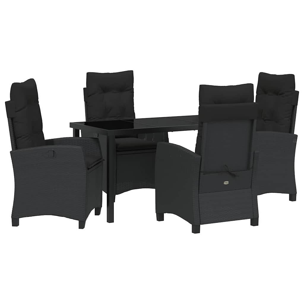 Set da Pranzo per Giardino 5 pcs Nero polyrattan - homemem39