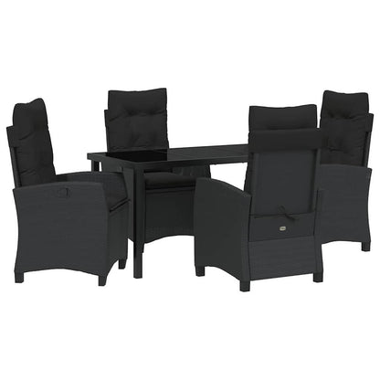 Set da Pranzo per Giardino 5 pcs Nero polyrattan - homemem39