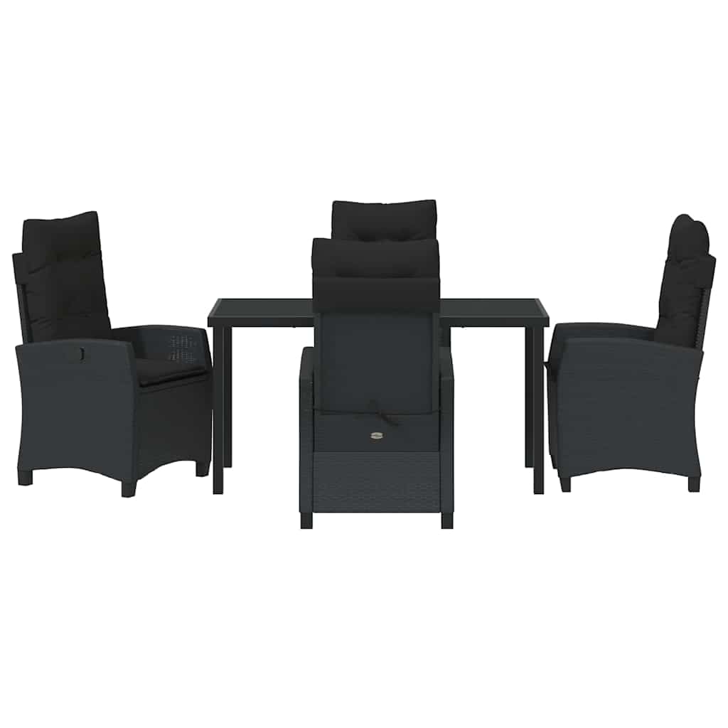 Set da Pranzo per Giardino 5 pcs Nero polyrattan - homemem39