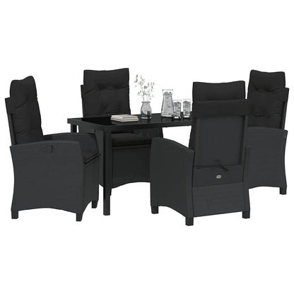 Set da Pranzo per Giardino 5 pcs Nero polyrattan - homemem39