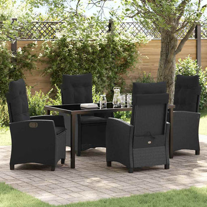 Set da Pranzo per Giardino 5 pcs Nero polyrattan - homemem39