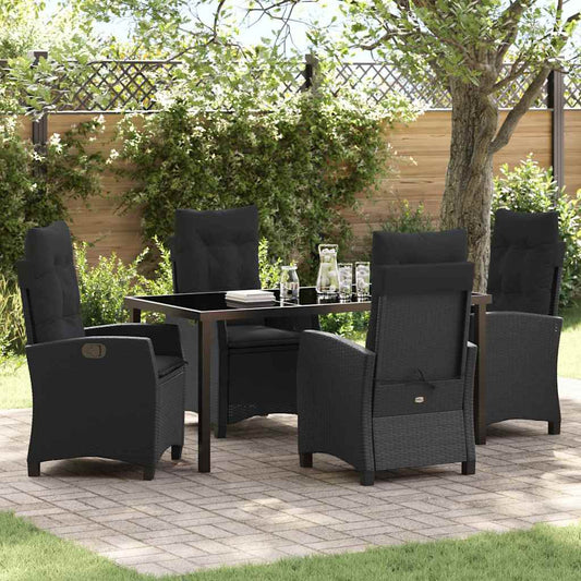 Set da Pranzo per Giardino 5 pcs Nero polyrattan - homemem39