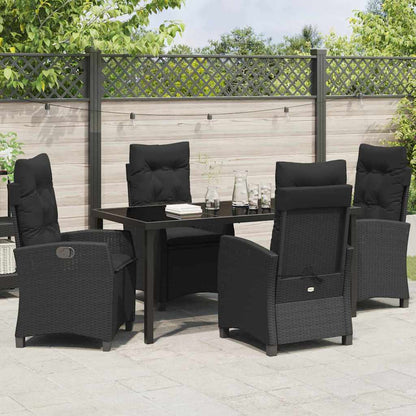 Set da Pranzo per Giardino 5 pcs Nero polyrattan - homemem39