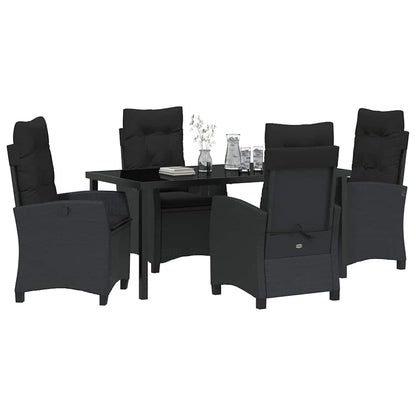Set da Pranzo per Giardino 5 pcs Nero polyrattan - homemem39