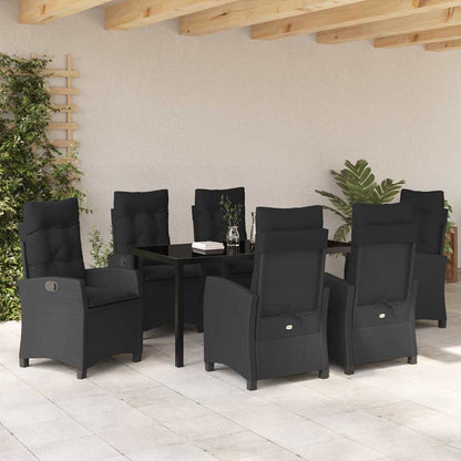 Set da Pranzo per Giardino 7 pcs Nero polyrattan - homemem39