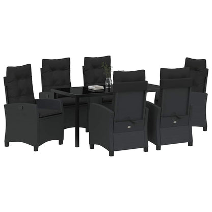 Set da Pranzo per Giardino 7 pcs Nero polyrattan - homemem39