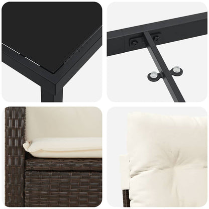 Set da Pranzo per Giardino 3 pcs Marrone polyrattan - homemem39