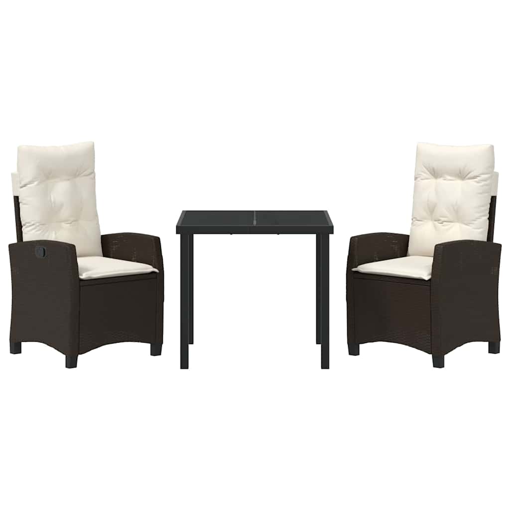 Set da Pranzo per Giardino 3 pcs Marrone polyrattan - homemem39